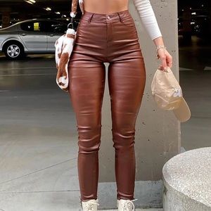 Fashion Nova Brown Leather Pants